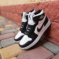 Мужские кроссовки Nike Air Jordan 1 MID (белые с чёрным) высокие весенне-осенние кеды О10795 cross