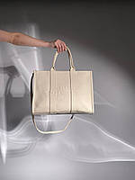 Женская сумка подарочная Marc Jacobs Big Tote Bag Cream Leather (кремовая) KIS02142 с короткими ручками тренд