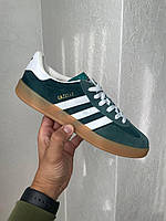 Мужские кроссовки Adidas Gucci Gazelle Green (зелёные с белым) яркие модные низкие кеды М0824 тренд