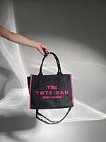 Женская сумка подарочная Marc Jacobs The Large Tote Bag Black/Pink (черная) KIS02149 с короткими ручками тренд