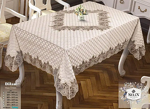 Скатертини 160 x 220 на прямокутний стіл, святковий скатертини 8 серветок на кухонному столі з Туреччини Кремовий