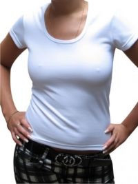 Футболка біла жіноча двошарова зі збільшеним вирізом для сублімації ROUNDED T-shirt ( розмір XL)