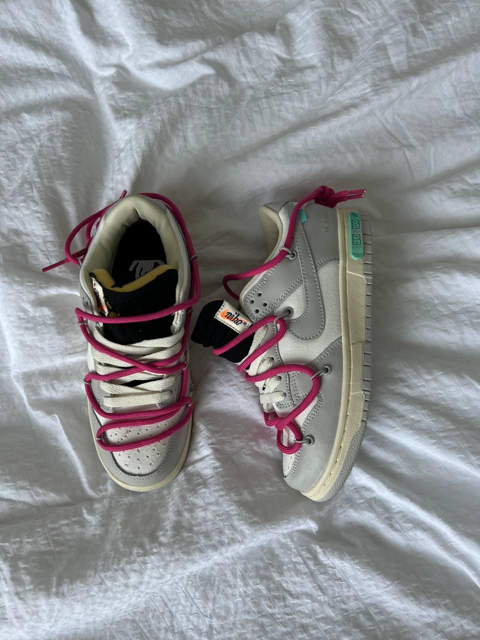Жіночі кросівки Nike SB Dunk Low Off-White Lot 30/50 (сіро-білі) повсякденні кросівки NK082 Найк vkross, фото 1