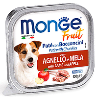 Влажный корм для собак Monge (Монж) DOG FRUIT паштет с ягненком и яблоком 100 г