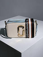 Женская подарочная сумка Marc Jacobs Small Camera Bag Beige Blue (бежевая) KIS02031 стильная Марк Якобс cross