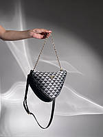 Женская сумка Prada Embroidered Triangle Silver (серая) KIS05047 изящная гламурная сумочка Прада cross