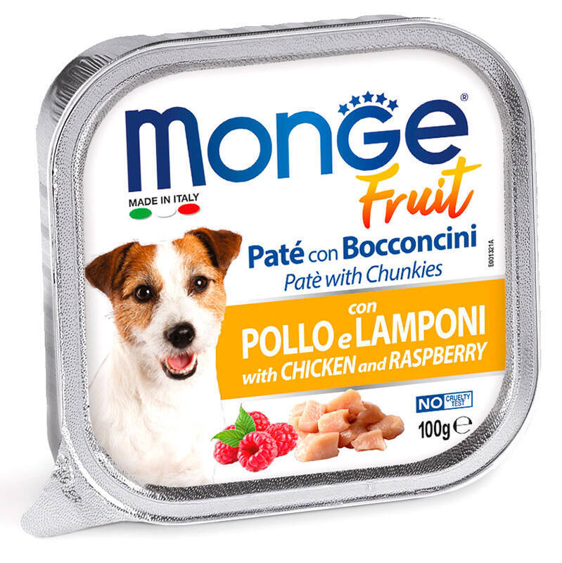 Вологий корм для собак Monge (Монж) DOG FRUIT паштет з куркою та малиною 100 г, фото 1