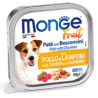 Влажный корм для собак Monge (Монж) DOG FRUIT паштет с курицей и малиной 100 г