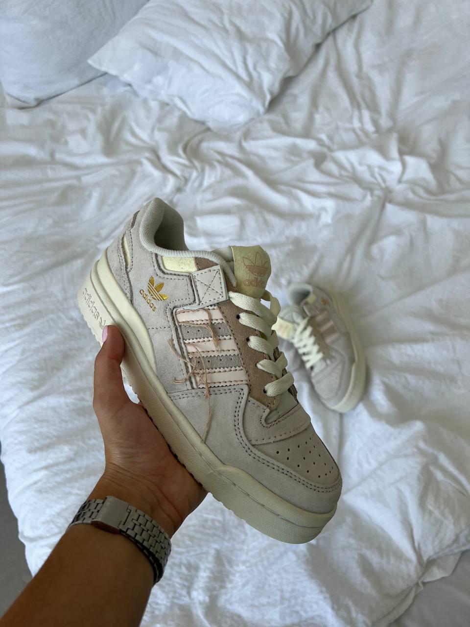Чоловічі кросівки Adidas Forum 84 Low Premium Grey Beige (сірі) молодіжні стильні кроси з ниточками AS004 top
