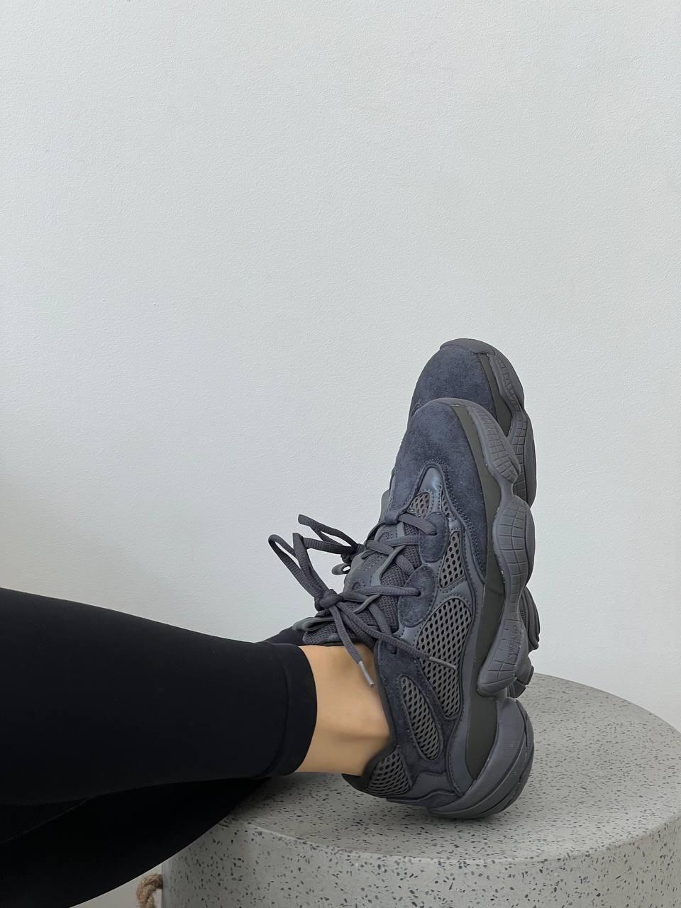 Чоловічі кросівки Adidas Yeezy 500 Utility Black (чорні) гарні стильні кроси демісезон YE015 топ