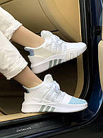 Женские летние кроссовки Adidas EQT Equipment White/Blue (белые с голубым) лёгкие светлые кроссы А0031 тренд