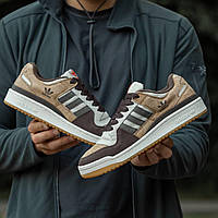Мужские кроссовки Adidas Forum 84 Low CL Alumin Branch Brown (коричневые с серым) стильные деми кеды I1417