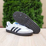 Чоловічі демісезонні кросівки Adidas Samba (білі з чорним) стильні повсякденні кроси 11017 Адідас топ, фото 7