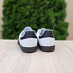 Чоловічі демісезонні кросівки Adidas Samba (білі з чорним) стильні повсякденні кроси 11017 Адідас топ, фото 4