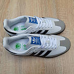 Чоловічі демісезонні кросівки Adidas Samba (білі з чорним) стильні повсякденні кроси 11017 Адідас топ, фото 5