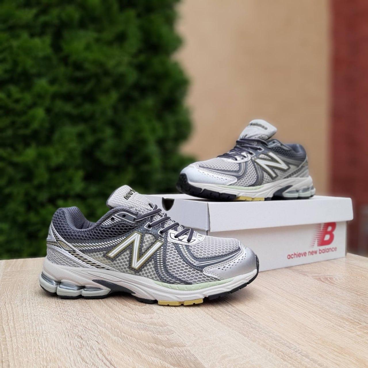 Чоловічі кросівки New Balance 860 (сірі із салатовим) легкі зручні спортивні кроси О11030 top