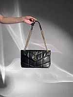 Женская сумка клатч Yves Saint Laurent Puffer Small Gold Chain (черная) KIS06026 сумочка с эмблемой YSL top
