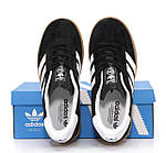 Чоловічі кросівки Adidas Gazelle Indoor (чорні з білим) стильні низькі осінні кеди К14415 top, фото 3