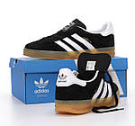 Чоловічі кросівки Adidas Gazelle Indoor (чорні з білим) стильні низькі осінні кеди К14415 top, фото 4
