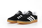 Чоловічі кросівки Adidas Gazelle Indoor (чорні з білим) стильні низькі осінні кеди К14415 top, фото 7
