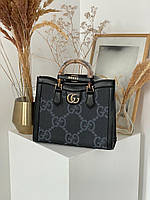 Женская сумка шопер подарочная Gucci Diana Grey Black (серая) KIS13039 стильная с короткими ручками vkross