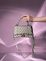 Женская сумка клатч Gucci x Balenciaga Hourglass Dark (серая) KIS09010 маленькая стильная с брелком тренд