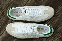 Мужские кроссовки Adidas Samba x Kith (белые с зеленым) легкие летние беговые кеды на полиуретане И1413 vkross