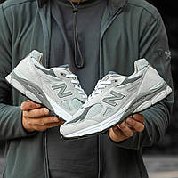 Мужские кроссовки New Balance 990 v3 White Grey (серые с белым) демисезонные комбинированные кроссы I1376