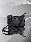 Жіноча сумка Gucci Aphrodite Shoulder Bag Grey Leather (чорна) KIS13045 подарункова дуже красива стильна top, фото 4