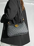 Жіноча сумка Gucci Aphrodite Shoulder Bag Grey Leather (чорна) KIS13045 подарункова дуже красива стильна top, фото 5