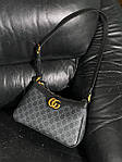 Жіноча сумка Gucci Aphrodite Shoulder Bag Grey Leather (чорна) KIS13045 подарункова дуже красива стильна top, фото 9