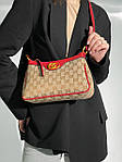 Жіноча сумка Gucci Aphrodite Shoulder Bag Red Textile (бежева) KIS13049 подарункова дуже красива стильна top, фото 5