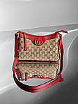 Жіноча сумка Gucci Aphrodite Shoulder Bag Red Textile (бежева) KIS13049 подарункова дуже красива стильна top, фото 7