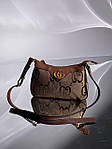 Жіноча сумка Gucci Aphrodite Shoulder Bag Brown Textile GG (коричнева) KIS13050 подарункова дуже красива top, фото 4