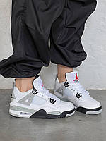 Мужские кроссовки Nike Air Jordan 4 White Cement (белые с серым и черным) классные молодежные кроссы NJ043