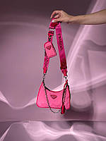 Женская подарочная сумка Prada Re-Edition 2005 Pink (розовая) KIS05014 маленькая стильная сумочка для девушки
