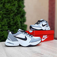 Мужские зимние кроссовки Nike AIR Monarch (белые с серым и чёрным) стильные спортивные термо кроссы О3922