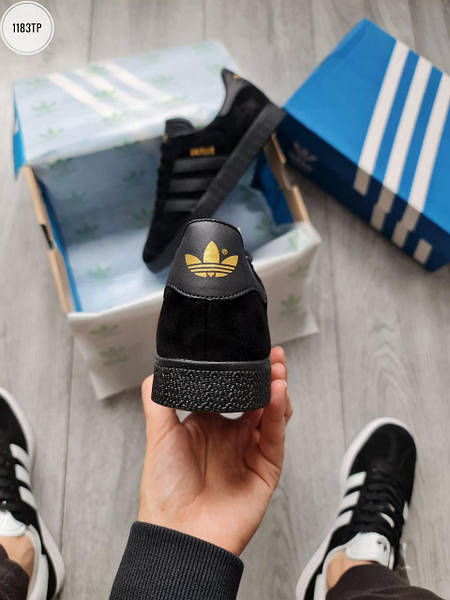 Adidas gazelle triple black suede sale