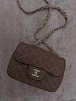Женская сумка клатч Chanel 1,55 Beige (бежевая) арт 7031 маленькая стильная сумочка на декоративной цепочке