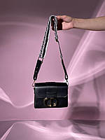 Женская подарочная сумка Christian Dior 30 Montaigne Bag Black Leather (черная) KIS03063 стильная с логотипом