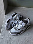 Чоловічі кросівки Air Jordan 4 Retro "Military Black" (білі із сірим) модні кроси NJ037 Найк топ, фото 2