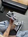 Чоловічі кросівки Air Jordan 4 Retro "Military Black" (білі із сірим) модні кроси NJ037 Найк топ, фото 7
