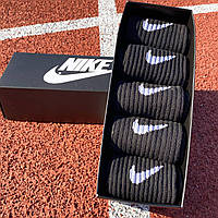 Подарочный комплект подростковых носков длинных черных демисезонных фирменных спортивных Nike 36-41 5 пар