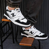 Мужские кроссовки New Balance 550 White Black (бело-черные) демисезонные стильные повседневные кроссы 2298 top