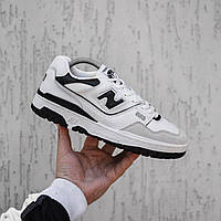 Мужские кроссовки New Balance 550 White Black (бело-черные) демисезонные стильные повседневные кроссы 2299 top