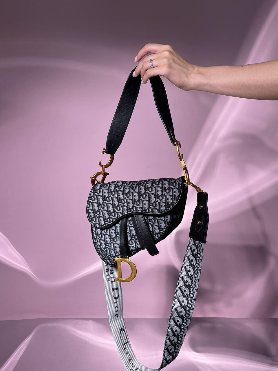 Жіноча мінісумка клатч Christian Dior Saddle Textile Grey (сіра) KIS03059 стильна модна Крістіан Діор top