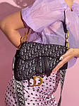 Жіноча мінісумка клатч Christian Dior Saddle Textile Grey (сіра) KIS03059 стильна модна Крістіан Діор top, фото 3