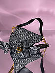 Жіноча мінісумка клатч Christian Dior Saddle Textile Grey (сіра) KIS03059 стильна модна Крістіан Діор top, фото 5