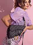 Жіноча мінісумка клатч Christian Dior Saddle Textile Grey (сіра) KIS03059 стильна модна Крістіан Діор top, фото 6