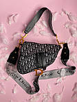 Жіноча мінісумка клатч Christian Dior Saddle Textile Grey (сіра) KIS03059 стильна модна Крістіан Діор top, фото 7